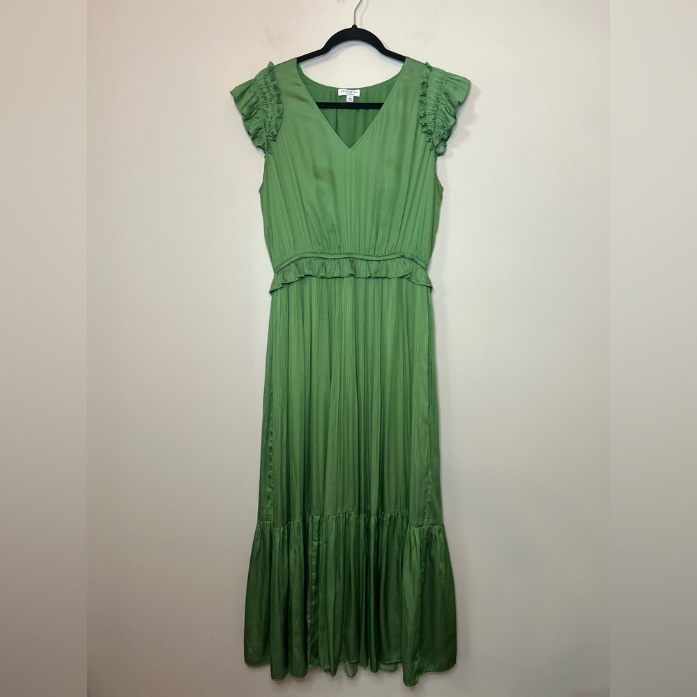 Anthropologie Current Air Green Sereia Pleated
Midi Dress Size L - Picture 4 of 12